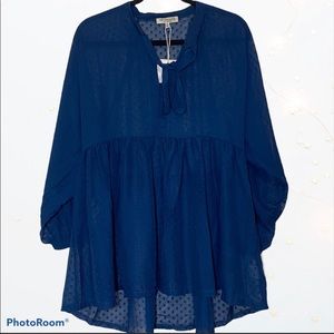 Free Generation Los Angeles Navy Flowy Blouse